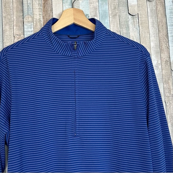 Donald Ross S Blue Striped Golf Performance Half 1/2 Zip Fairway Pullover Top - Picture 2 of 7